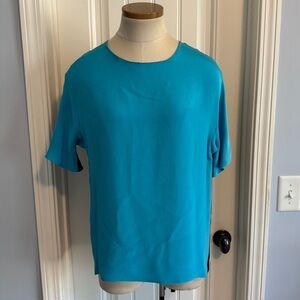 NEW Contrarian 6 Blue 100% Silk Blouse Top
